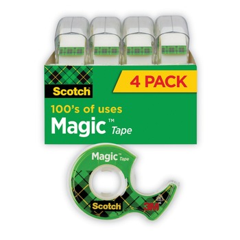 Scotch 3/4 in. x 300 in. 1 in. Core Magic Tape In Handheld Dispenser - Clear (4/Pack)