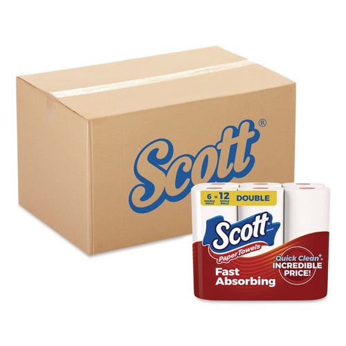 Cleaning & Janitorial Supplies | Scott 56668 Choose-A-Sheet 1-Ply Kitchen Double Roll Paper Towels - White (4/Carton) image number 0