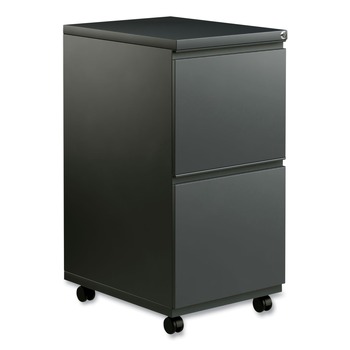 Alera 14.96 in. x 19.29 in. x 27.75 in. 2 File Drawers, Left or Right, File Pedestal with Full-Length Pull - Charcoal