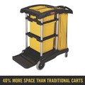  | Rubbermaid Commercial HYGEN FG9T7300BLA 22 in. x 48-1/4 in. x 44 in. Hygen M-Fiber Healthcare Cleaning Cart - Black/Yellow/Silver image number 4