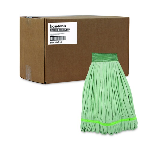 Tradesmen Day Sale | Boardwalk BWKMWTLGCT Microfiber Looped-End Wet Mop Head - Large, Green (12/Carton) image number 0