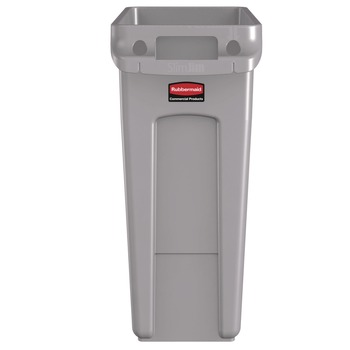 Rubbermaid Commercial 1971258 15.875 Gallon Rectangular Plastic Slim Jim Waste Container with handles - Light Gray