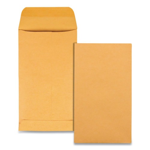 Office Jansan | Quality Park QUA50562 3.13 in. x 5.5 in. #5 1/2 Square Flap Gummed Closure Coin and Small Parts Envelope - Brown Kraft (500/Box) image number 0