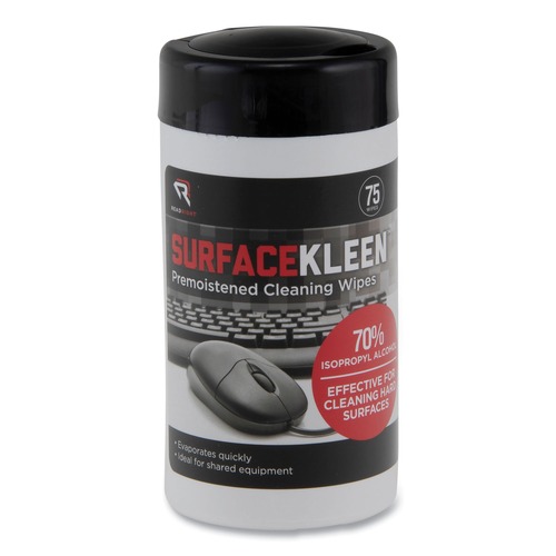 Cleaning & Janitorial Supplies | Read Right RR15111 SurfaceKleen 6.38 in. x 5.4 in. Tub Premoistened Alcohol Cleaning Wipes - Unscented White (75/Pack) image number 0