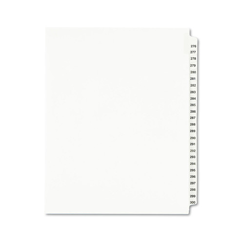 Customer Appreciation Sale - Save up to $60 off | Avery 01341 11 in. x 8.5 in. 25 Tab Numbers 276 - 300 Legal Exhibit Side Tab Index Divider Set - White (1-Set) image number 0