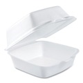 Food Trays, Containers, and Lids | Dart 50HT1 5.38 in. x 5.5 in. x 2.88 in. Foam Hinged Lid Containers - White (500/Carton) image number 0