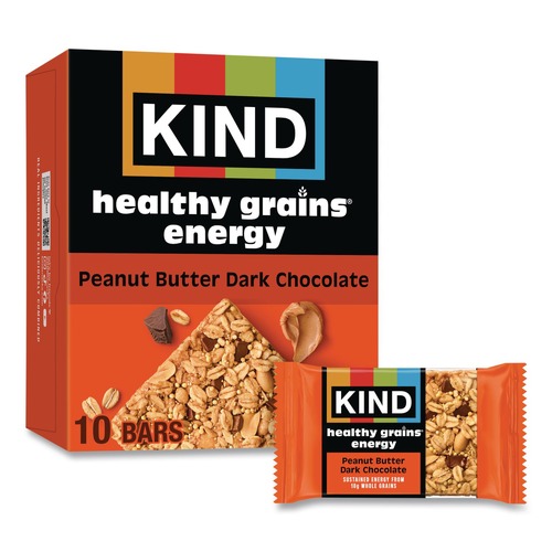 Snacks | KIND 67075 1.4 oz Healthy Grains Energy Bars - Peanut Butter Dark Chocolate (10/Box) image number 0