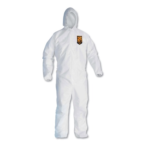 Bib Overalls | Ansell KCC 46115 A30 Elastic-Back and Cuff Hooded Coveralls - Double Extra Large, White (25/Carton) image number 0
