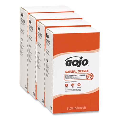 Hand Soaps | GOJO Industries 7255-04 2000 mL NATURAL ORANGE Pumice Hand Cleaner Refill - Citrus Scent (4/Carton) image number 0