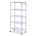  | Alera SW653618SR 36 in. x 18 in. x 72 in. Five-Shelf Wire Shelving Kit with Casters and Shelf Liners - Silver image number 1