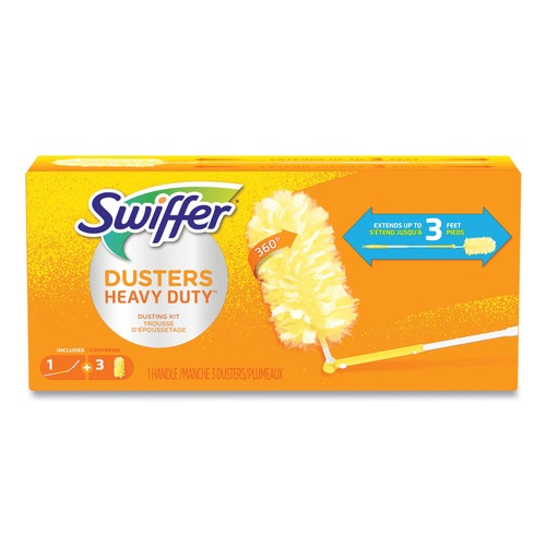 Cleaning & Janitorial Supplies | Swiffer 82074 Heavy Duty Dusters with Extendable Plastic Handle Extends to 3 ft. (6 Kits/Carton) image number 0
