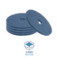 Cleaning & Janitorial Accessories | Boardwalk BWK4013BLU 13 in. Diameter Scrubbing Floor Pads - Blue (5/Carton) image number 1