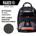 Cases and Bags | Klein Tools 55475 Tradesman Pro 17.5 in. 35-Pocket Tool Bag Backpack - Black/Orange image number 2