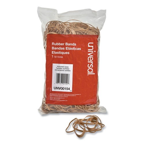 Office Jansan | Universal UNV00154 Assorted Gauges Size 54 Rubber Bands - Beige (1 Pack) image number 0