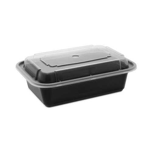 Labor Day Sale! Save $30 off $199! | Pactiv Corp. NC838B Newspring VERSAtainer 5 x 7.25 x 2 24 oz Plastic Microwavable Containers - Black/Clear (150/Carton) image number 0