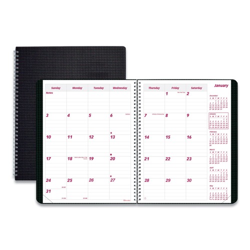 Calendars & Planners | Brownline CB1200V.BLK 8.88 x 7.13 DuraFlex 14-Month (Dec 2024-Jan 2026) Planner - Black Cover image number 0