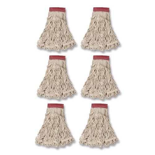 Mops | Rubbermaid Commercial FGC15306WH00 Swinger Loop Large Cotton/Synthetic Wet Mop Head - White (6/Carton) image number 0
