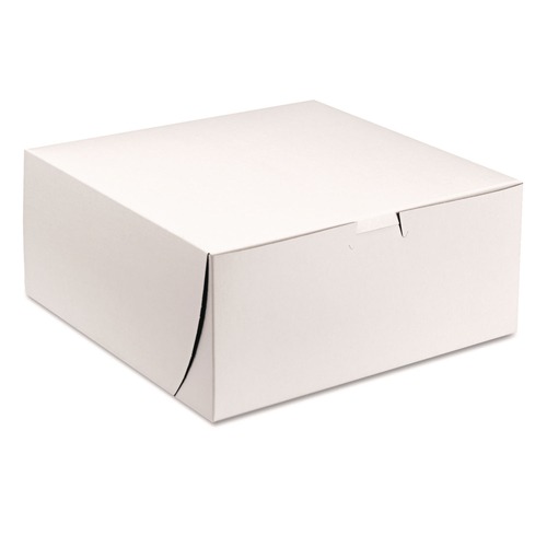 Food Trays, Containers, and Lids | SCT SCH 0961 9 in. x 9 in. x 4 in. Paper One-Piece Non-Window Bakery Boxes - White (200/Bundle) image number 0