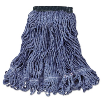 Rubbermaid Commercial Swinger Loop Medium Cotton/Synthetic Wet Mop Head - Blue (6/Carton)