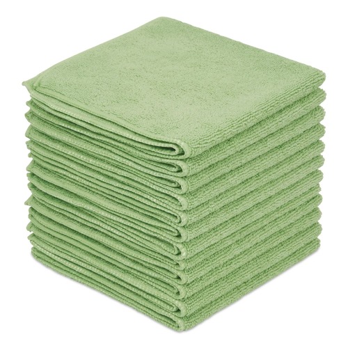 Cleaning Cloths | Boardwalk BWK12GRECLOTH 12 in. x 12 in. Microfiber Cloths - Green (12/Pack) image number 0
