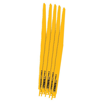 RECIPROCATING SAW BLADES | Dewalt DW4849 5-Piece 12 in. x 5/8 in. TPI Taper Back Bi-metal Reciprocating Saw Blades Set
