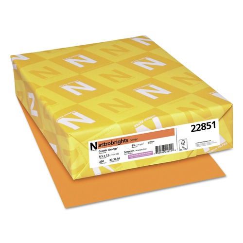 Office Jansan | Astrobrights 22851 65 lbs. 8.5 in. x 11 in. Colored Cardstock - Cosmic Orange (250/Pack) image number 0