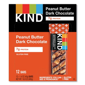 KIND Plus 1.4 oz. Nutrition Boost Bar - Peanut Butter Dark Chocolate/Protein (12/Box)
