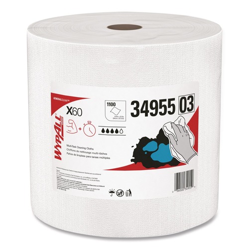 Cleaning & Janitorial Supplies | WypAll 34955 12.2 in. x 12.4 in. General Clean Jumbo Roll X60 Cloths - White (1/Carton) image number 0