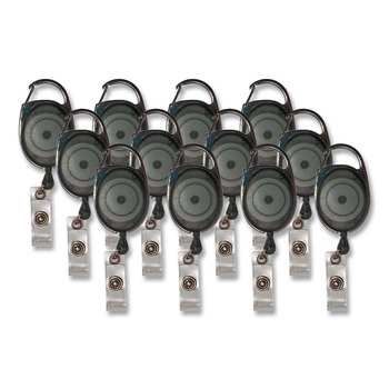 Advantus 30 in. Extension Carabiner-Style Retractable ID Card Reel - Smoke (12/Pack)