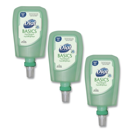 Cleaning & Janitorial Supplies | Dial Professional 16722 1 Liter Basics Hypoallergenic Foaming Hand Wash Refill for FIT Touch Free Dispenser - Honeysuckle Scent (3/Carton) image number 0