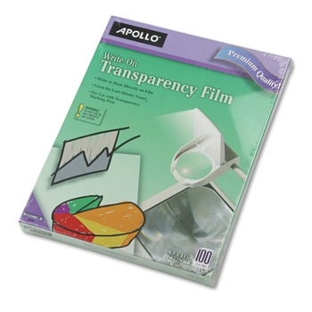 Apollo VWO100C-BE-A 8.5 in. x 11 in. Write-On Transparency Film (100/Box)