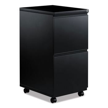 Alera 14.96 in. x 19.29 in. x 27.75 in. 2 Legal/Letter-Size File Drawers Left or Right File Pedestal with Full-Length Pull - Black