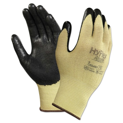 Work Gloves | AnsellPro 205575 HyFlex Kevlar/Nitrile CR Gloves - Size 7, Yellow/Black (24/Pack) image number 0