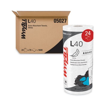 WypAll L40 Small Roll 10.4 in. x 11 in. Towels - White (70/Roll, 24 Rolls/Carton)