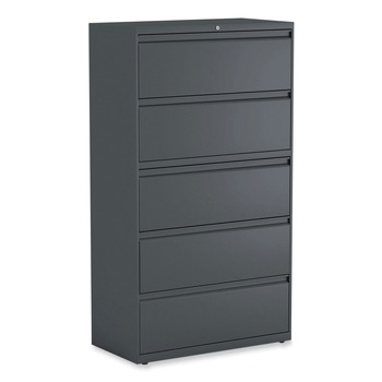 Alera 36 in. x 18.63 in. x 67.63 in. 5 Lateral File Drawer - Legal/Letter/A4/A5 Size - Charcoal