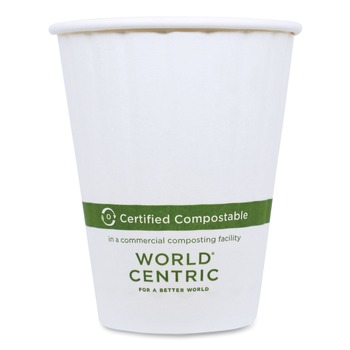 World Centric 8 oz. Double Wall Paper Hot Cups - White (1000/Carton)