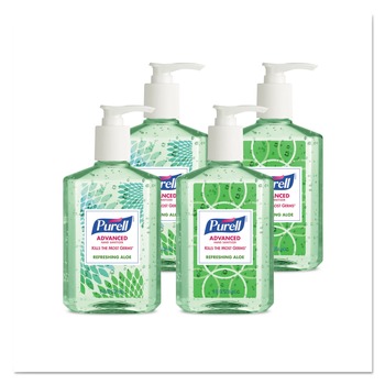 PURELL 8 oz Advanced Hand Sanitizer Soothing Gel with Aloe and Vitamin E - Fresh Scent (6/Carton)
