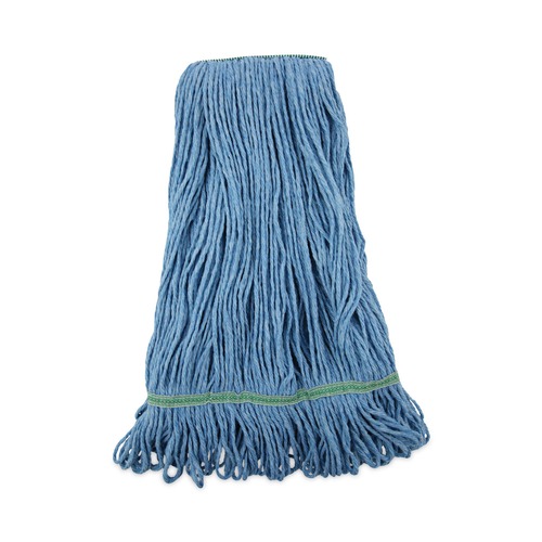 Mops | Boardwalk BWK502BLNBCT Super Loop Cotton/Synthetic Fiber Wet Mop Head with 1 in. Headband - Blue (12/Carton) image number 0