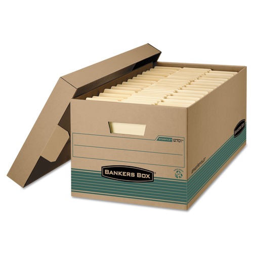Boxes & Bins | Bankers Box 1270201 STOR/FILE 15.88 in. x 25.38 in. x 10.25 in. Medium-Duty Recycled Storage Boxes - Kraft/Green (12/Carton) image number 0