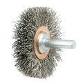  | Weiler 17611 .0118 in. Stainless Steel Fill 1/4 in. Stem 2 in. Narrow Face Stem-Mounted Crimped Wire Wheel image number 1
