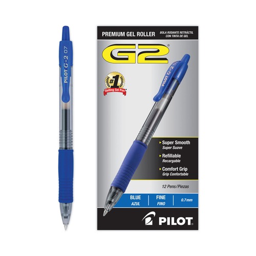 Office Jansan | Pilot 31021 G2 Premium Retractable 0.7 mm Gel Ink Pen - Fine, Blue (Dozen) image number 0