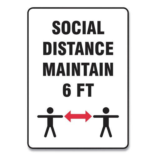 Office Jansan | GN1 MGNF549VPESP 10 in. x 14 in. Social Distance Wall Sign - White (10/Pack) image number 0