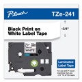 Office Jansan | Brother P-Touch TZE241 0.7 in. x 26.2 ft. TZE Standard Adhesive Laminated Labeling Tape - Black on White image number 2