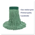 Mops | Boardwalk BWK502GNCT 5 in. Super Loop Cotton/Synthetic Fiber Wet Mop Head - Medium, Green (12/Carton) image number 6