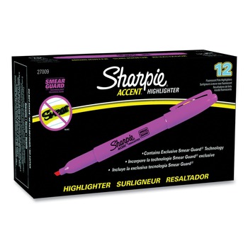 Sharpie Chisel Tip Pocket Style Highlighters - Fluorescent Pink Ink, Pink Barrel (1-Dozen)