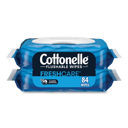Cleaning & Disinfecting Wipes | Cottonelle 35970 1-Ply 3.73 in. x 5.5 in. Fresh Care Flushable Cleansing Cloths - White (84/Pack) image number 0