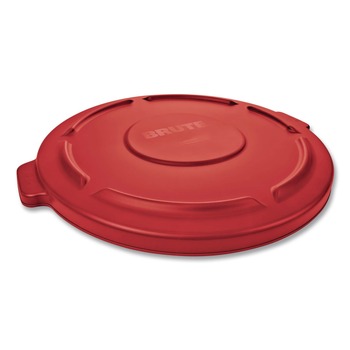 Rubbermaid Commercial 22.25 in. BRUTE Self-Draining Flat Top Lids for 32 gal. Round BRUTE Containers - Red