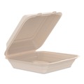 Food Trays, Containers, and Lids | Dart 90FBRHT1 9.14 in. x 9 in. x 2.98 in. ProPlanet Seal Compostable Molded Fiber Hinged Trays - Natural (200/Carton) image number 0