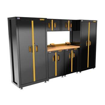 JOBSITE STORAGE | Dewalt DWST27401 7-Piece 126 in. Welded Storage Suite with 2 2-Door Base Cabinets and Wood Top