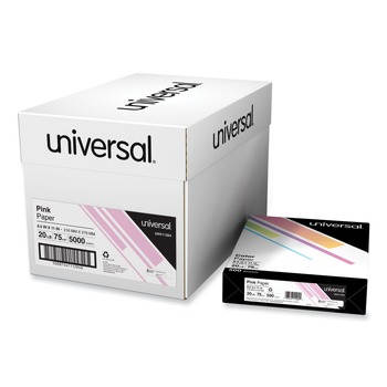 Universal 8.5 in. x 11 in. 20 lbs. Bond Weight Deluxe Colored Paper - Pink (10 Reams/Carton)